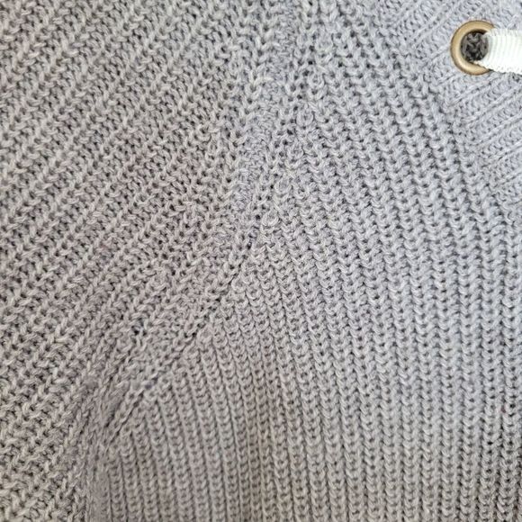Retrod Knit Grey Soft Sweater with Ribbon Lacing and Bell Sleeves - Picture 8 of 10
